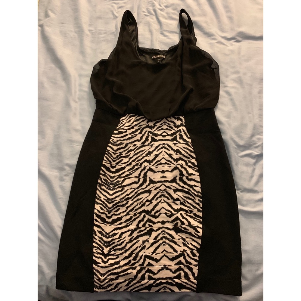 Zebra print and black dress